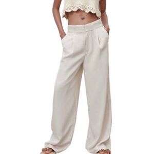 NEW ZARA BEIGE WIDE LEG PANTS
